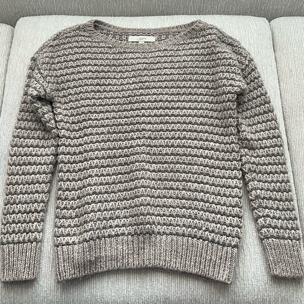 Cozy Nude Stripe Knit Sweater